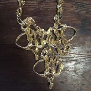 Gold hand crafted brutalist necklace
